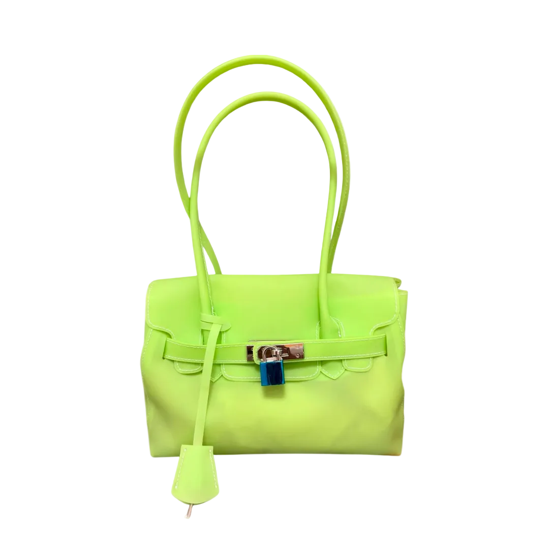 le.jelly petite electric lime matte green jelly mini bag
