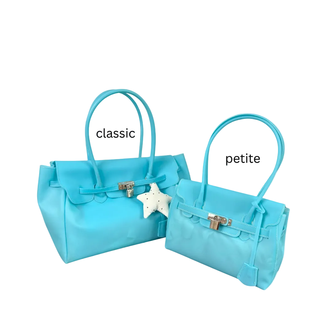 le.jelly petite azure blue matte blue mini jelly bag