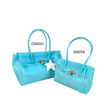 le.jelly petite azure blue matte blue mini jelly bag
