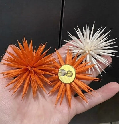 feather flower statement earrings