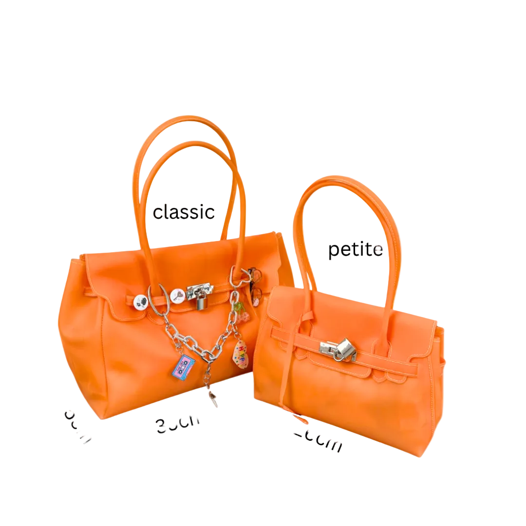 le.jelly petite sunset glow matte orange mini jelly bag