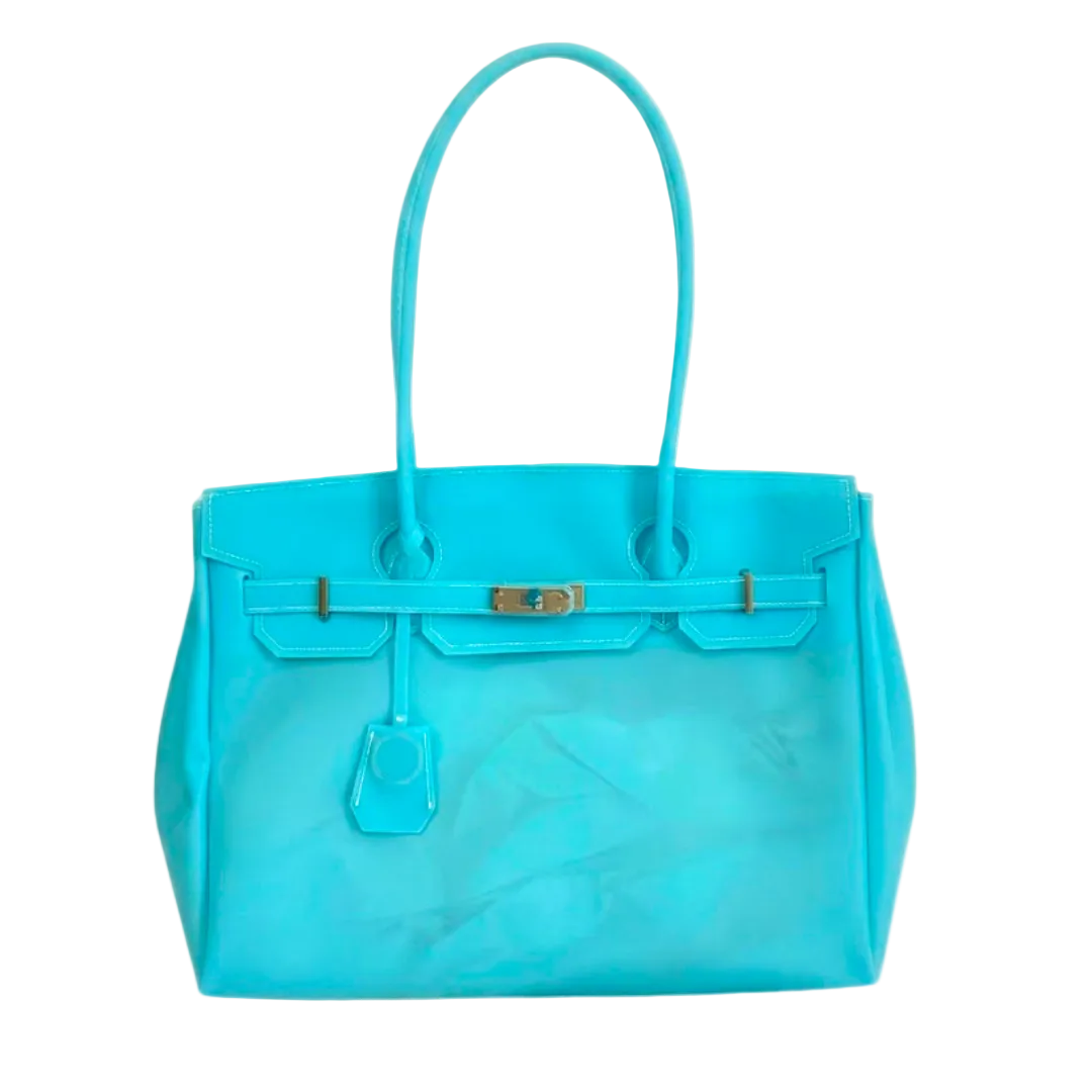 Azure Blue Le Jelly Original Oversize Bag - Large Y2K Transparent Tote