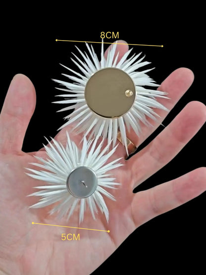 feather flower statement earrings